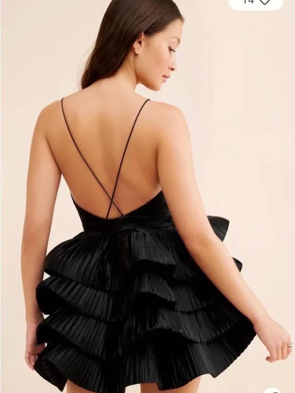Anthropologie Maeve Tiered Black Ruffle Dress - Picture 2 of 8